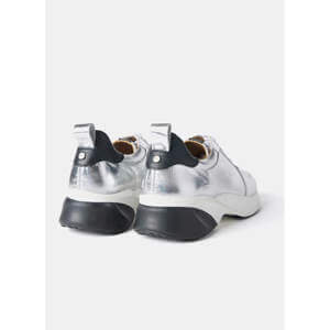 Mint Velvet Silver High Shine Leather Trainers